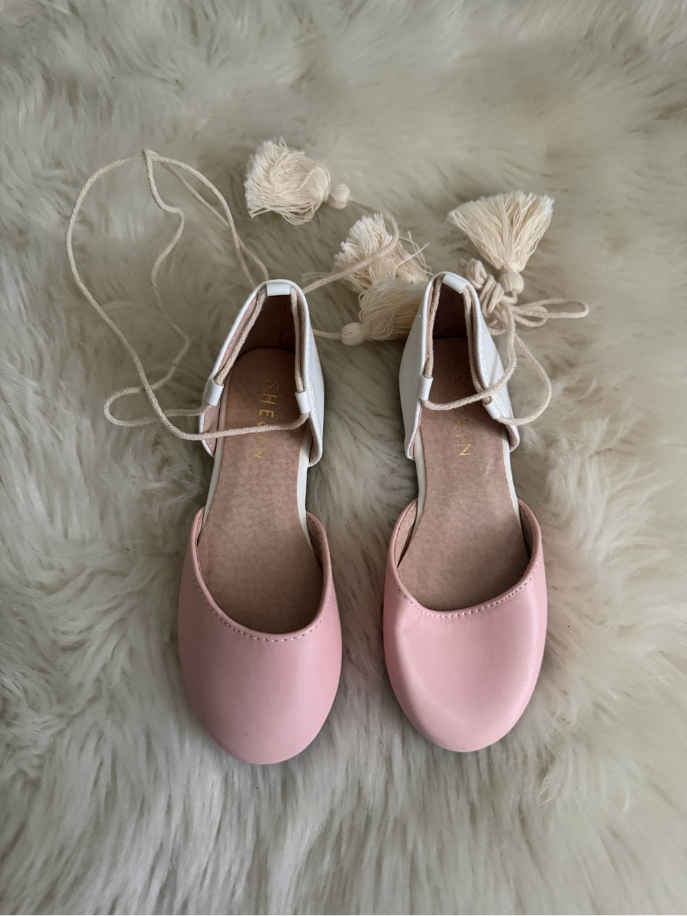 Girls Pink Dress Ballet Flats with Ankle Tie